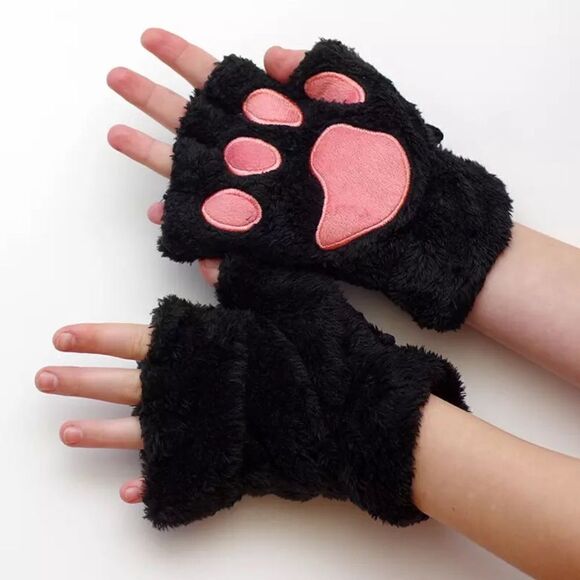 🆕Black Fingerless Cat Paw Gloves - Picture 3 of 10